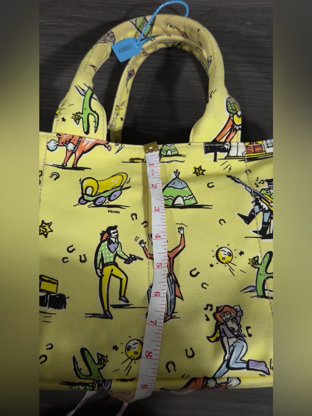Prada Western Canapa Stampata Yellow Tote Bag - Picture 8 of 10